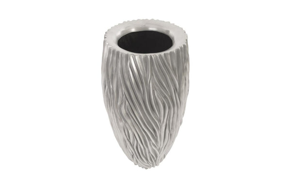Phillips Collection Alon Tall Column Planter Resin with Polished Aluminum Finish for Indoor Outdoor Use PH82317