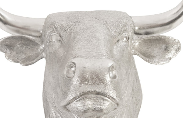 Phillips Collection Spanish Fighting Bull Wall Sculpture in Silver Leaf - Artisan Resin Art for Bold Home Decor PH82320