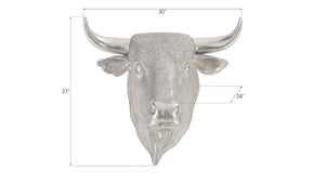 Phillips Collection Spanish Fighting Bull Wall Sculpture in Silver Leaf - Artisan Resin Art for Bold Home Decor PH82320
