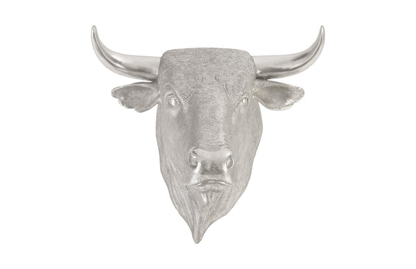 Phillips Collection Spanish Fighting Bull Wall Sculpture in Silver Leaf - Artisan Resin Art for Bold Home Decor PH82320