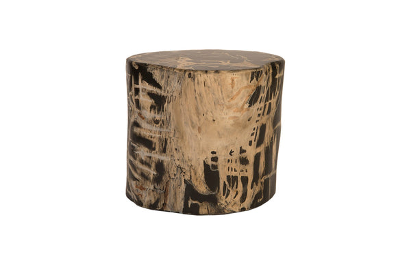 Phillips Collection Cast Petrified Wood Stool - Hand-Painted Resin Accent Seat, Modern Durability for Any Space PH82367
