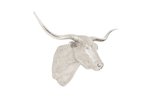 Phillips Collection Longhorn Bull Wall Sculpture in Silver Leaf Finish – Modern Western Art for Home & Office Décor PH83141