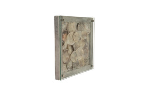 Phillips Collection Shell Mosaic Wall Tile Handcrafted Mollusk Art in Grey Wood Frame Coastal Decor PH83147