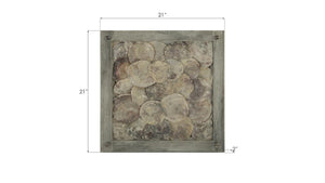 Phillips Collection Shell Mosaic Wall Tile Handcrafted Mollusk Art in Grey Wood Frame Coastal Decor PH83147