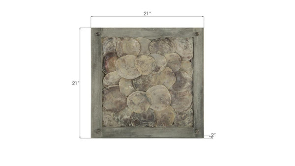 Phillips Collection Shell Mosaic Wall Tile Handcrafted Mollusk Art in Grey Wood Frame Coastal Decor PH83147