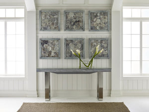 Phillips Collection Shell Mosaic Wall Tile Handcrafted Mollusk Art in Grey Wood Frame Coastal Decor PH83147