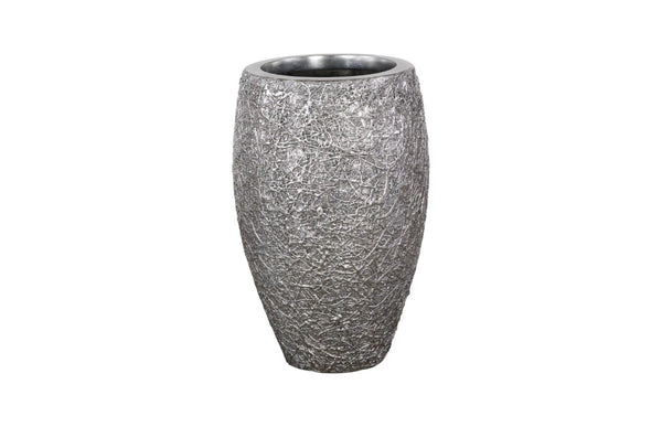 Phillips Collection String Theory Resin Planter Silver Leaf Finish Rust Proof Indoor Outdoor Vessel SM PH83551