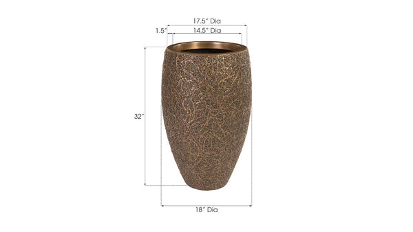 Phillips Collection String Theory Planter - Modern Artisan-Designed Accent for Indoor and Outdoor Decor, 24 Inches Tall Bronze, MD PH83552