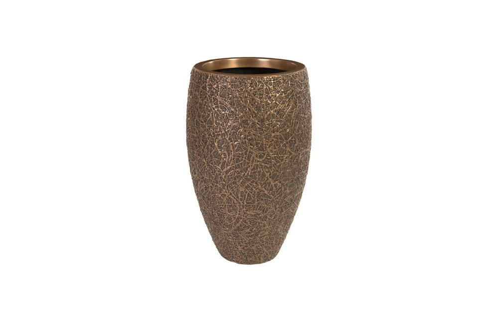 Phillips Collection String Theory Planter - Modern Artisan-Designed Accent for Indoor and Outdoor Decor, 24 Inches Tall Bronze, MD PH83552
