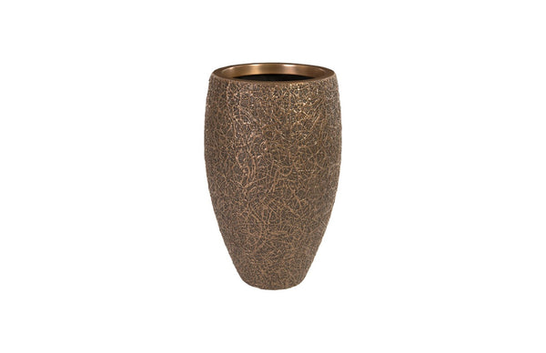 Phillips Collection String Theory Planter - Modern Artisan-Designed Accent for Indoor and Outdoor Decor, 24 Inches Tall Bronze, MD PH83552