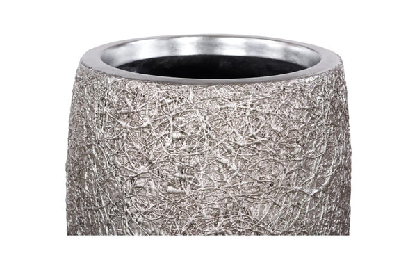 Phillips Collection String Theory Planter - Modern Artisan-Designed Accent for Indoor and Outdoor Decor, 24 Inches Tall Silver Leaf, MD PH83553