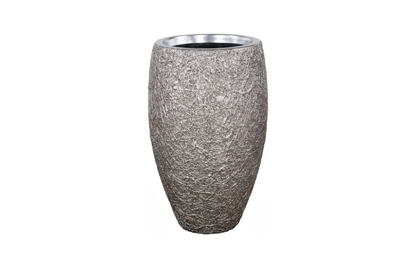 Phillips Collection String Theory Planter - Modern Artisan-Designed Accent for Indoor and Outdoor Decor, 24 Inches Tall Silver Leaf, MD PH83553