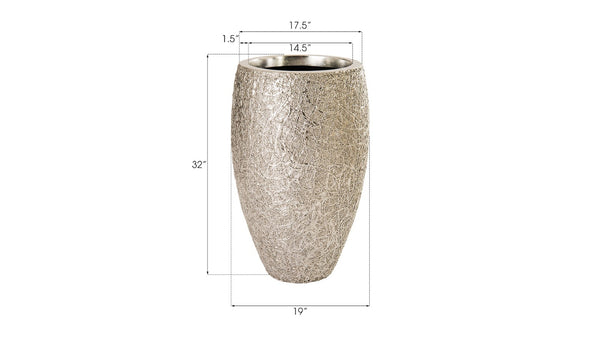 Phillips Collection String Theory Planter - Modern Artisan-Designed Accent for Indoor and Outdoor Decor, 24 Inches Tall Silver Leaf, MD PH83553