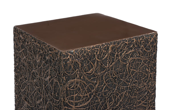 Phillips Collection String Theory Pedestal - Modern Organic Accent Stand for Sculptures & Planters in Gleaming Finish Bronze, SM PH83554