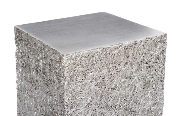 Phillips Collection String Theory Pedestal - Modern Organic Accent Stand for Sculptures & Planters in Gleaming Finish Silver Leaf, SM PH83555