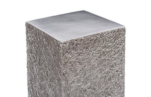 Phillips Collection String Theory Pedestal - Modern Organic Accent Stand for Sculptures & Planters in Gleaming Finish Silver Leaf, MD PH83557