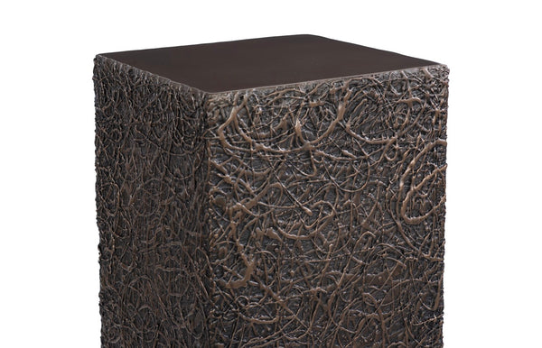 Phillips Collection String Theory Pedestal - Modern Organic Accent Stand for Sculptures & Planters in Gleaming Finish Bronze, LG PH83558