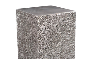 Phillips Collection String Theory Pedestal - Modern Organic Accent Stand for Sculptures & Planters in Gleaming Finish Silver Leaf, LG PH83559