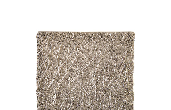 Phillips Collection String Theory Pedestal - Modern Organic Accent Stand for Sculptures & Planters in Gleaming Finish Silver Leaf, LG PH83559