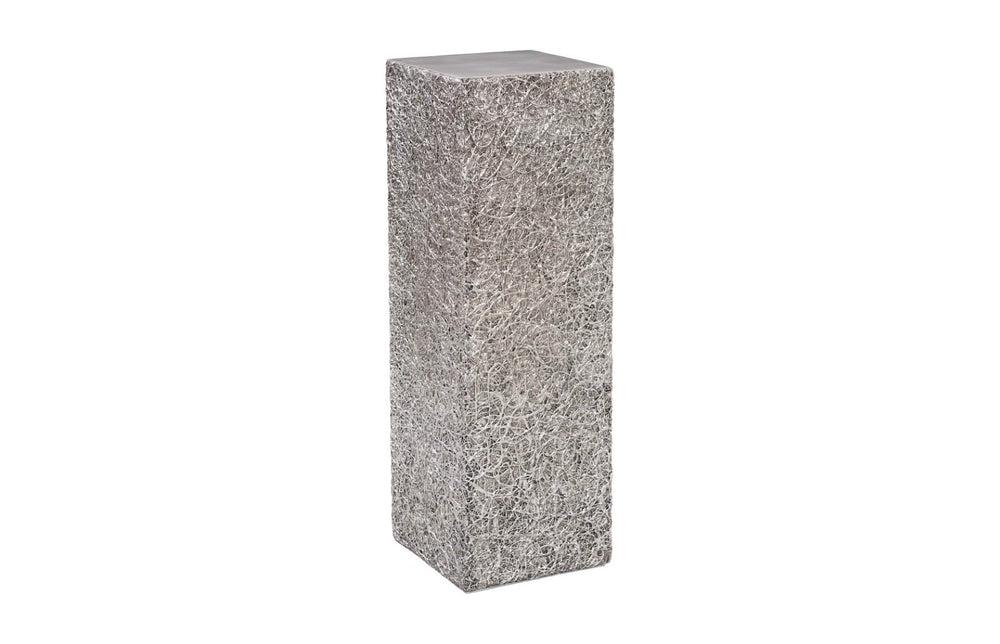 Phillips Collection String Theory Pedestal - Modern Organic Accent Stand for Sculptures & Planters in Gleaming Finish Silver Leaf, LG PH83559