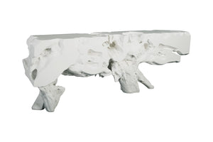 Phillips Collection Freeform Console Table - Sculptural Elegance in Hand-Applied Silver Finish for Modern Interiors Gel Coat White, Extra Large PH83575