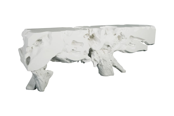 Phillips Collection Freeform Console Table - Sculptural Elegance in Hand-Applied Silver Finish for Modern Interiors Gel Coat White, Extra Large PH83575