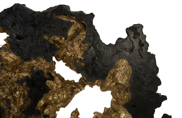 Phillips Collection Burled Root Wall Art - Modern Organic Decor with Luminous Silver Leaf Finish for Stylish Interiors Large, Black and Gold Leaf PH83682