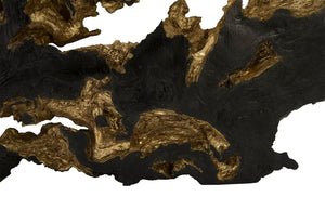 Phillips Collection Burled Root Wall Art - Modern Organic Decor with Luminous Silver Leaf Finish for Stylish Interiors Large, Black and Gold Leaf PH83682