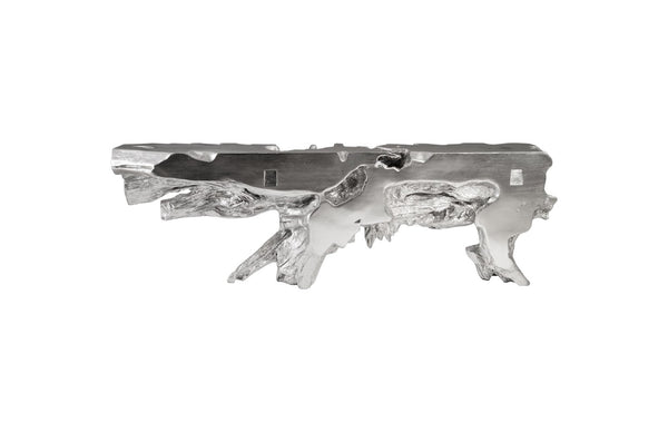 Phillips Collection Freeform Console Table - Sculptural Elegance in Hand-Applied Silver Finish for Modern Interiors Silver Leaf, Extra Large PH84330