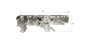Phillips Collection Freeform Console Table - Sculptural Elegance in Hand-Applied Silver Finish for Modern Interiors Silver Leaf, Extra Large PH84330