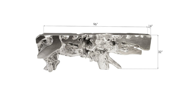 Phillips Collection Freeform Console Table - Sculptural Elegance in Hand-Applied Silver Finish for Modern Interiors Silver Leaf, Extra Large PH84330