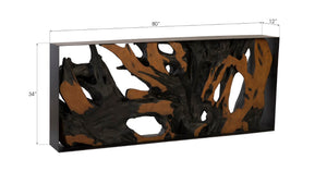 Phillips Collection Cast Metal Framed Console Table – Sculptural Teak Root Design in Luxe Gold Finish for Modern Spaces Resin, Brown PH86296