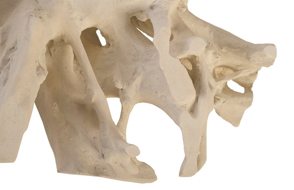 Phillips Collection Cast Root Coffee Table - Organic Sculptural Design in Off-White Stone with Elegant Glass Top PH87195