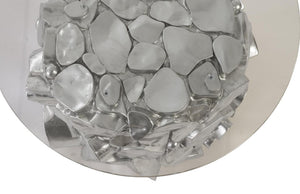 Phillips Collection Cairn Stacked Stone Resin Side Table with Silver Leaf Finish Sculptural Living Room Accent PH88067