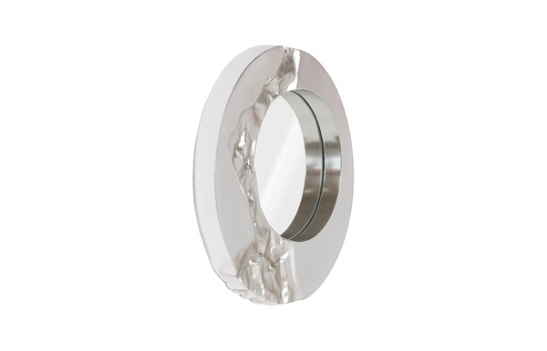 Phillips Collection Mercury Round Decorative Wall Mirror with Irregular Planetary Pattern for Modern Organic Interiors Silver Leaf PH88068