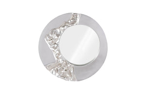 Phillips Collection Mercury Round Decorative Wall Mirror with Irregular Planetary Pattern for Modern Organic Interiors Silver Leaf PH88068
