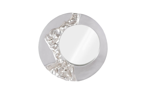 Phillips Collection Mercury Round Decorative Wall Mirror with Irregular Planetary Pattern for Modern Organic Interiors Silver Leaf PH88068