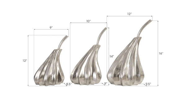 Phillips Collection Hand Dipped Pears Set of 3 - Modern Organic Decorative Accents for Stylish Home Decor Display Silver Leaf PH89117