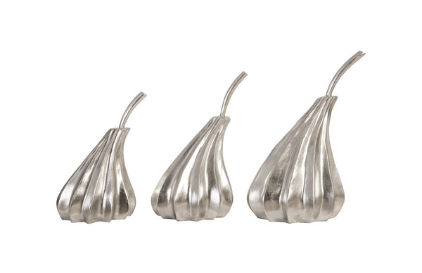 Phillips Collection Hand Dipped Pears Set of 3 - Modern Organic Decorative Accents for Stylish Home Decor Display Silver Leaf PH89117