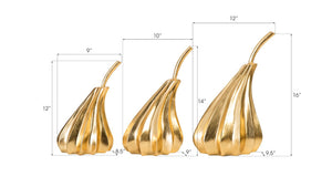 Phillips Collection Hand Dipped Pears Set of 3 - Modern Organic Decorative Accents for Stylish Home Decor Display Gold Leaf PH89118