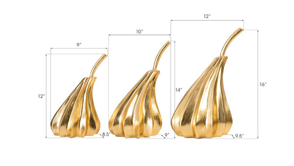 Phillips Collection Hand Dipped Pears Set of 3 - Modern Organic Decorative Accents for Stylish Home Decor Display Gold Leaf PH89118