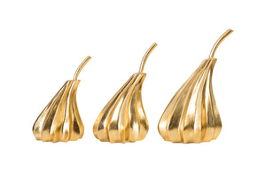 Phillips Collection Hand Dipped Pears Set of 3 - Modern Organic Decorative Accents for Stylish Home Decor Display Gold Leaf PH89118