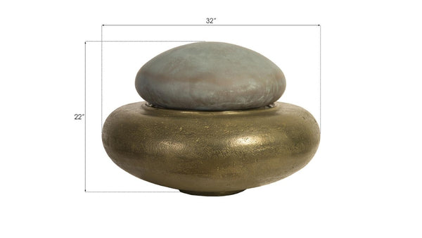 Phillips Collection Heian Stacked Stone Inspired Resin Fountain with Bronze and Brass Finish for Zen Spaces PH89447