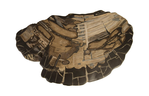 Phillips Collection Cast Striated Round Petrified Wood Stool - Durable Resin Accent for Stylish Seating & Decor PH89727