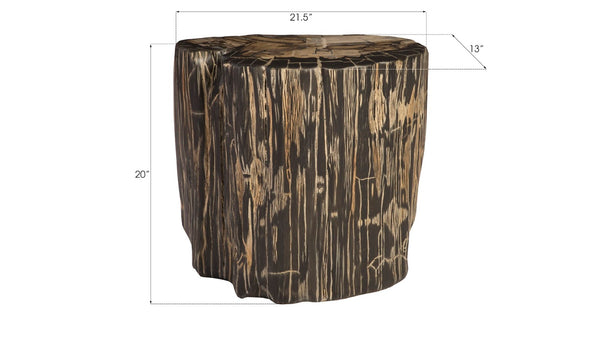 Phillips Collection Cast Striated Round Petrified Wood Stool - Durable Resin Accent for Stylish Seating & Decor PH89727