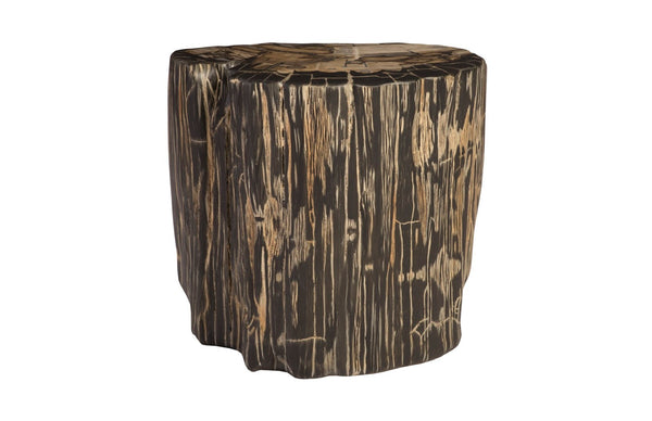 Phillips Collection Cast Striated Round Petrified Wood Stool - Durable Resin Accent for Stylish Seating & Decor PH89727