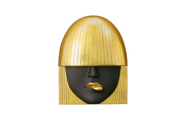 Phillips Collection Fashion Faces Wall Art – Modern Sculptural Design in Crisp White and Bright Silver for Chic Decor Small, Black and Gold Leaf, Set of 3 PH90450