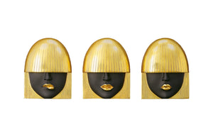 Phillips Collection Fashion Faces Wall Art – Modern Sculptural Design in Crisp White and Bright Silver for Chic Decor Small, Black and Gold Leaf, Set of 3 PH90450
