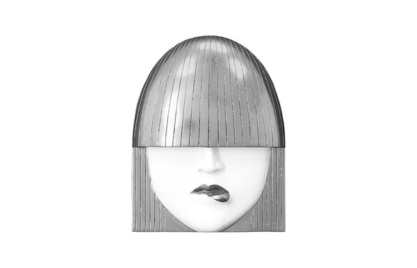Phillips Collection Fashion Faces Wall Art – Modern Sculptural Design in Crisp White and Bright Silver for Chic Decor Small, White and Silver Leaf, Set of 3 PH90451