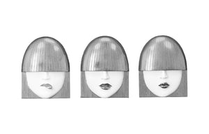 Phillips Collection Fashion Faces Wall Art – Modern Sculptural Design in Crisp White and Bright Silver for Chic Decor Small, White and Silver Leaf, Set of 3 PH90451